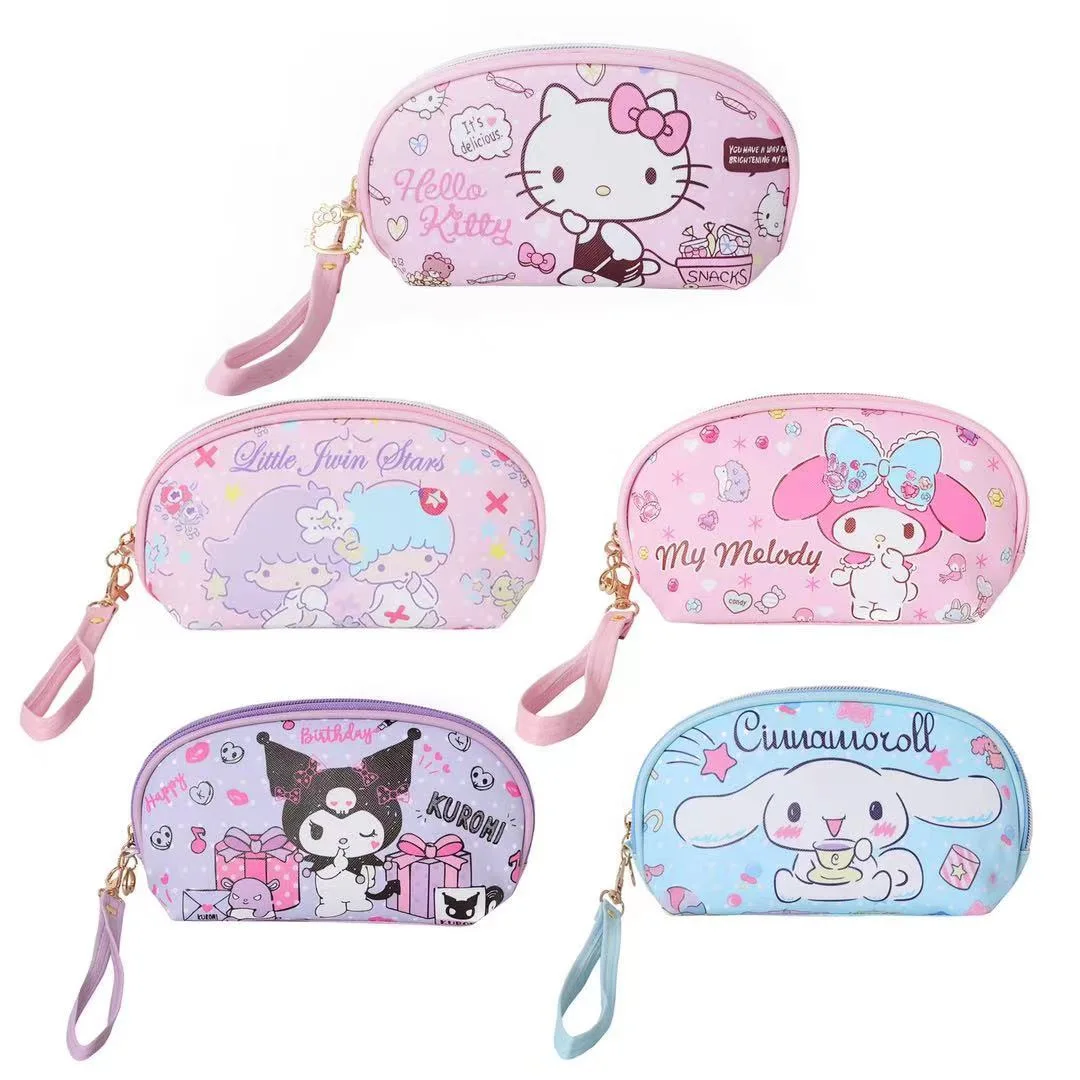 Creative Leather Zippered Pencil Bags Kuromi Pen Pouch Portable Storage Pouch Hand Carry Key Cosmetic Bag Storage Pouch