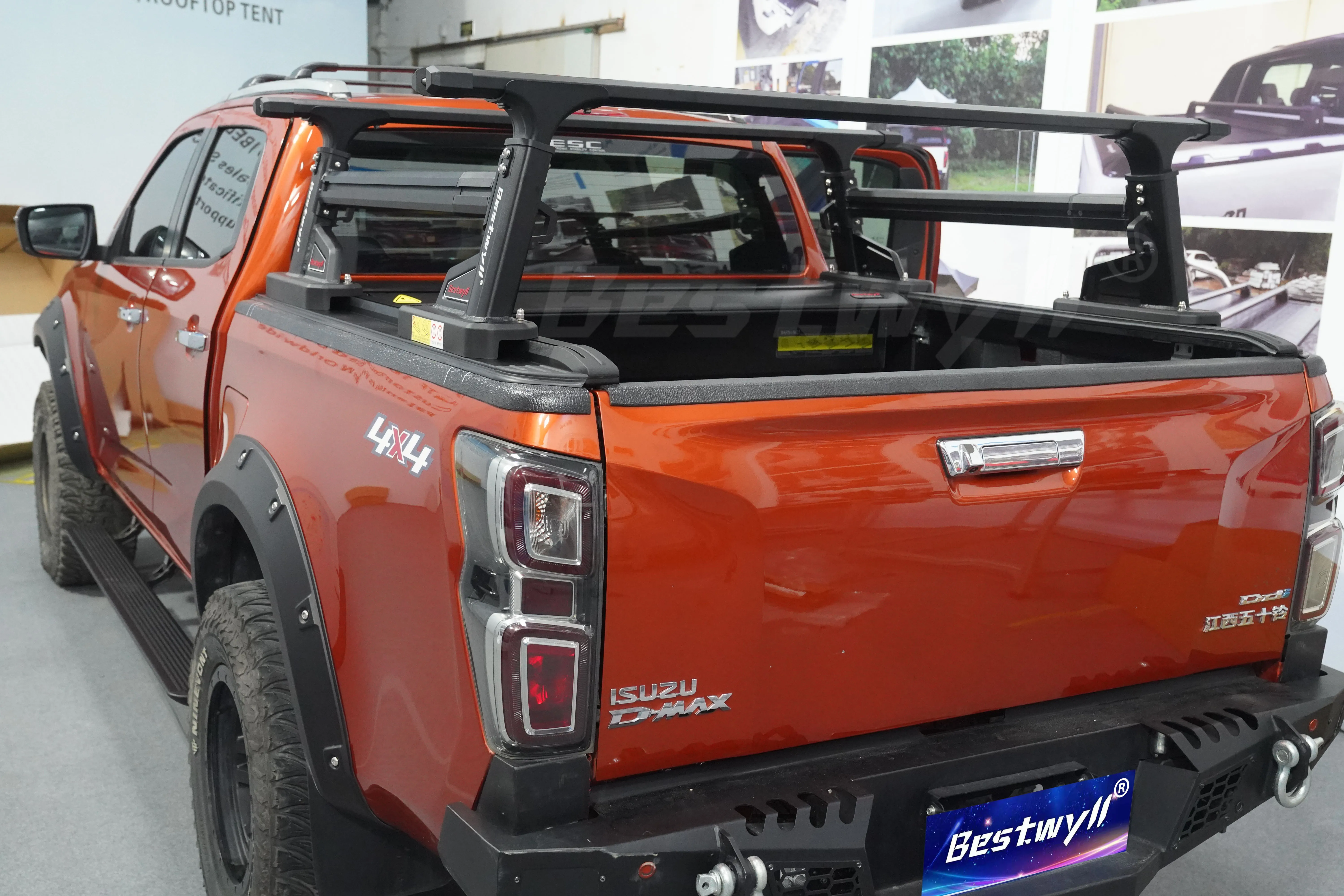 BESTWYLL Car Accessories Heavy Duty Pick up Universal Tub Rack Truck Bed Ladder Racks for Pickups Truck Bed Rack for Isuzu Dmax