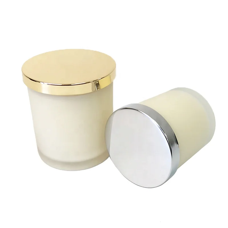 Luxury frosted glass candle jar container candle jars with metal lid for candle making