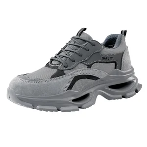 For GUYISA Men's Work Shoes New Style Anti-Puncture EVA Sole Safety Functional Shoes Microfiber Steel Toe for Summer Winter