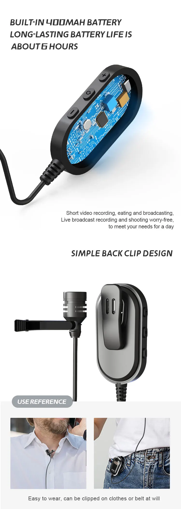 Mobile Phone Wireless Lavalier Microphone Vlogger Interview Microphones ...