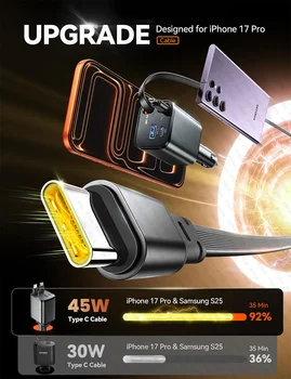 Alternative view of Retractable Car Charger 69W Car Charger USB C for iPhone 16 17 Fast Charging, Car Accessories, Car Adapter Travel Essentials