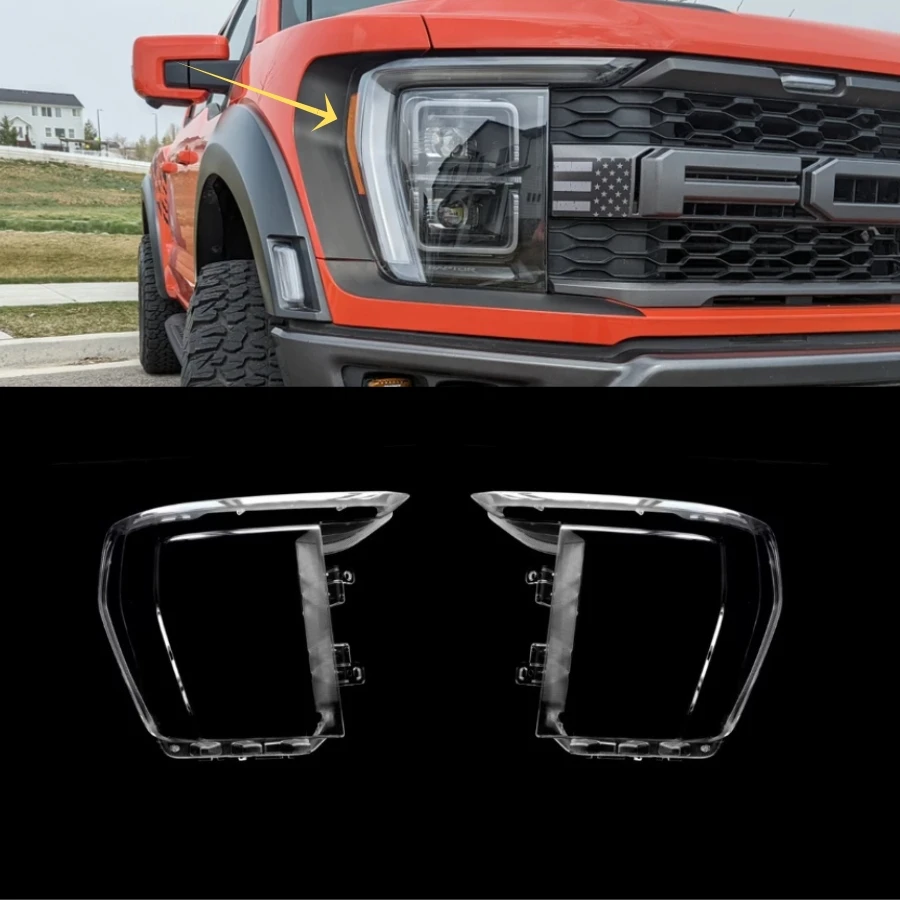 Tiypeor Pick-up Headlight Cover for Ford 2021-2023 F150 F-150 Lampshade Glue Left & Right Driver Side Exterior Accessories