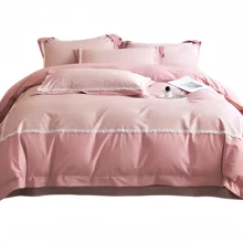 4-Piece Lace-Printed Bedding Set 100% Cotton 400TC Disposable Sheet Pillowcase Duvet Cover