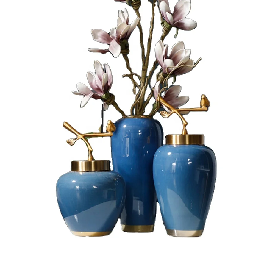 Set Di 2 Vasi In Ceramica Blu Opaco, Design A Coccole Abbracciate – Arredamento Moderno Per Casa E Ufficio