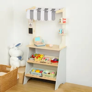 New Convenient Home Wooden Simulation Store Toys for Kids Children's Pretend Play Preschool Fruit Vegetable Checkstand Grocery