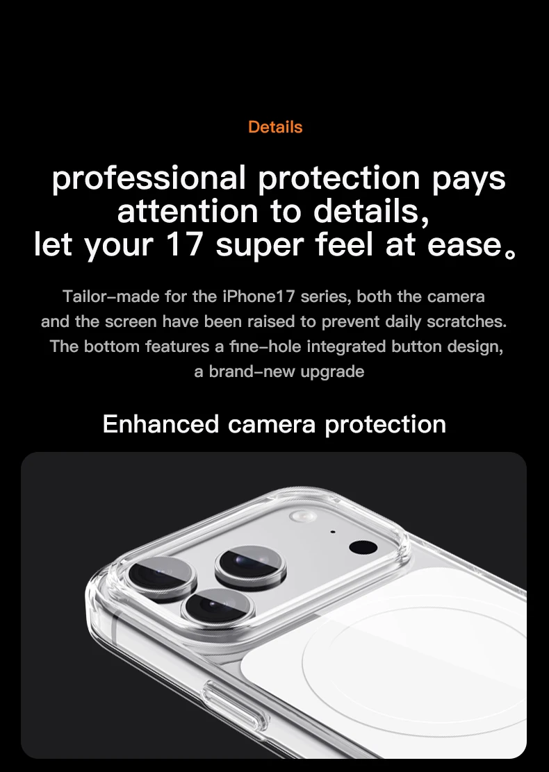 product tpupc phone case with anti yellow ultra magnetic crystal material anti fingerprint texture phone case for iphone 17 pro max-9