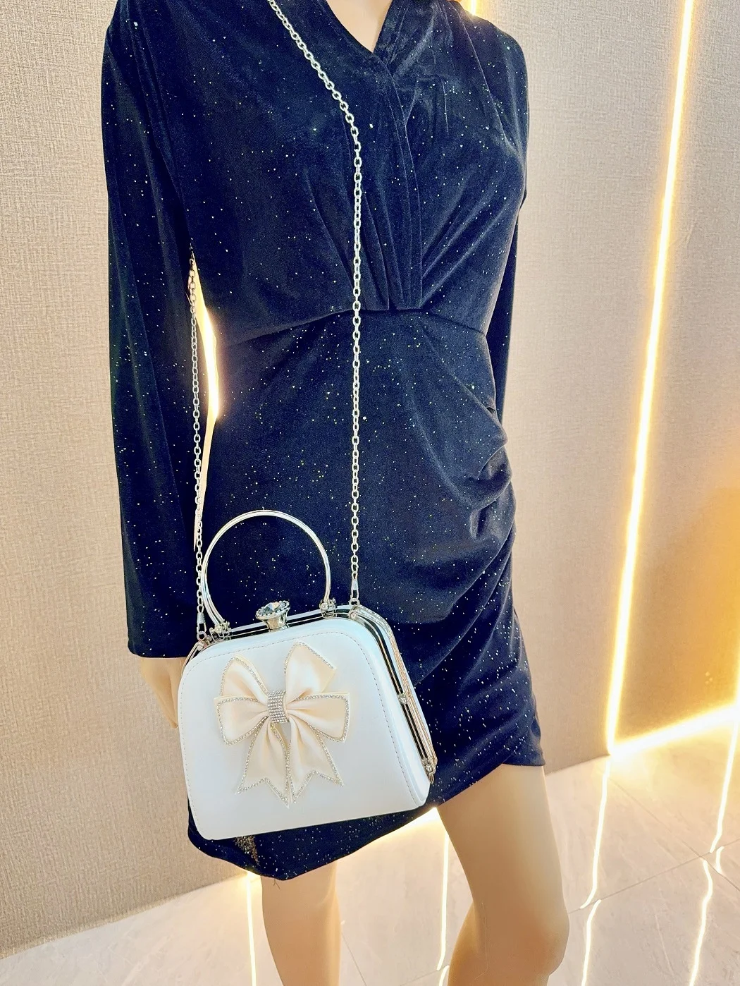 Elegant Satin Bow Evening Bag for Women