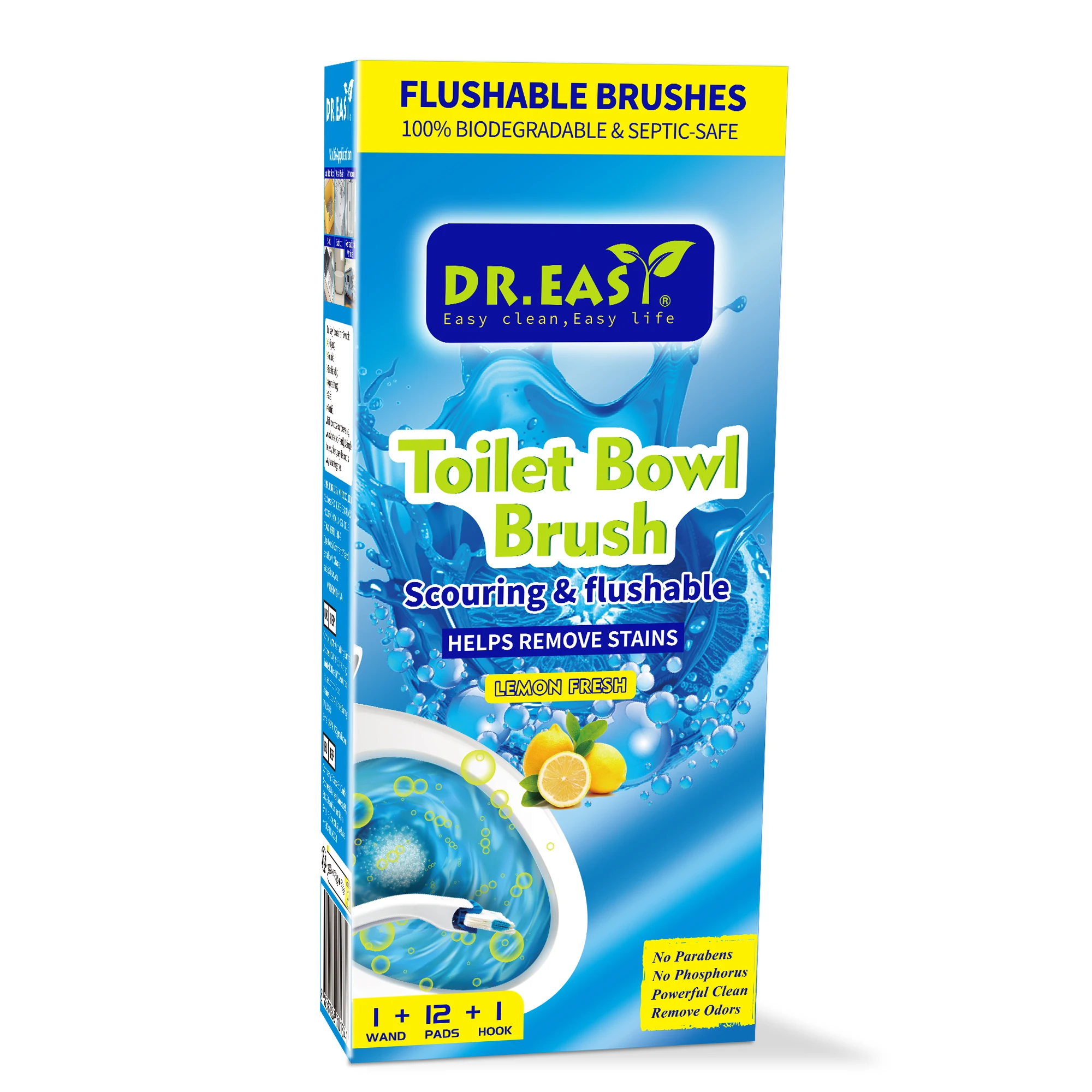 Portable Toilet Brush Flashable Toilet Cleaning Tablets  with a Lemon-scented Detergent