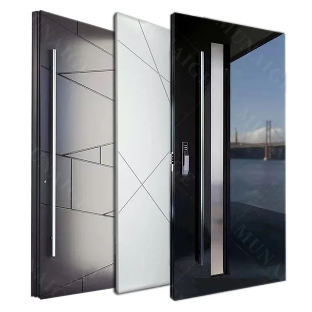 Italian Luxury Design Aluminum Exterior Security Front Modern Entrance Door Black Pivot Doors