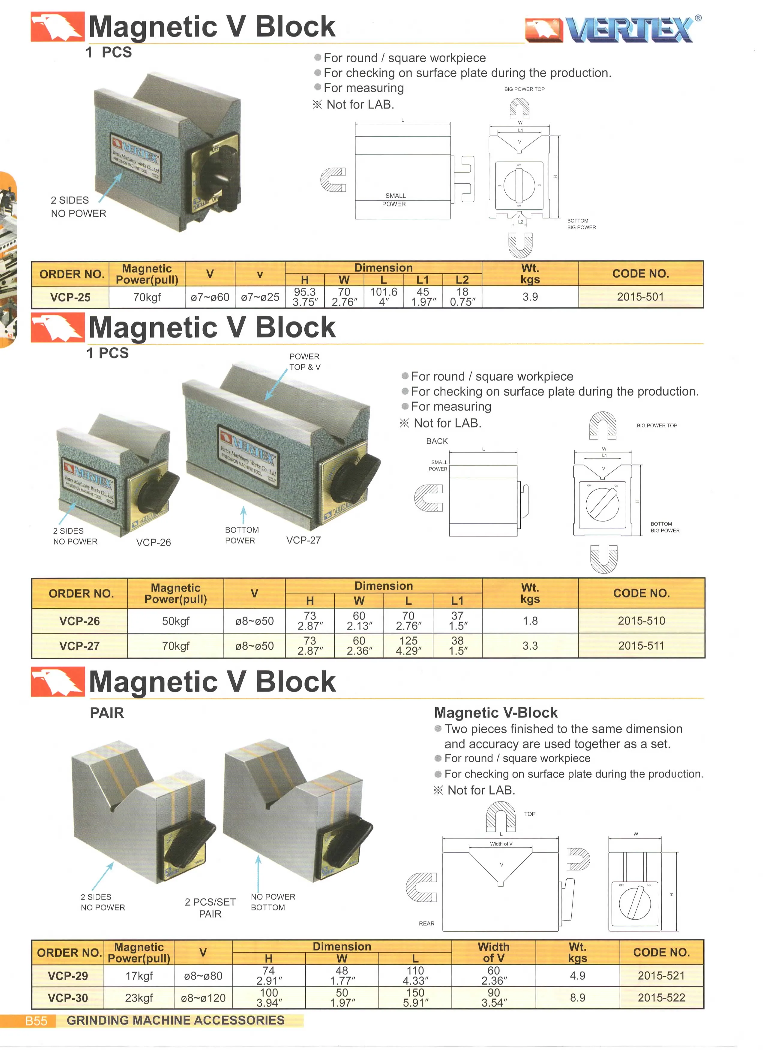 VERTEX Magnetic V-block VCP-30 Magnetic Base With Switch - Buy