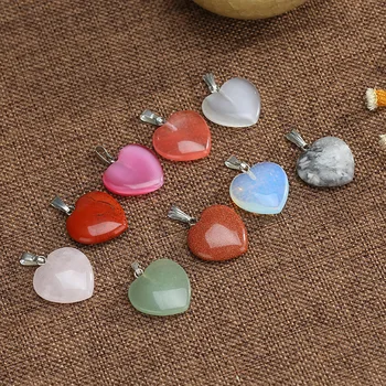 Hot Selling Natural Gemstone Heart Pendant Rose Quartz Jade Crystal Sorcery Stone for Wedding Decoration and Gifts