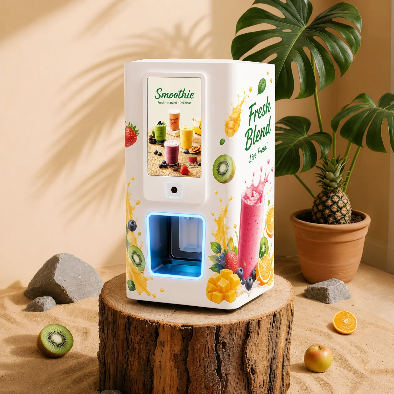 Máquina expendedora automática de batidos saludables con congelados de frutas, inteligente de escritorio para autoservicio de 7 a 11 pulgadas, OEM/ODM de fábrica