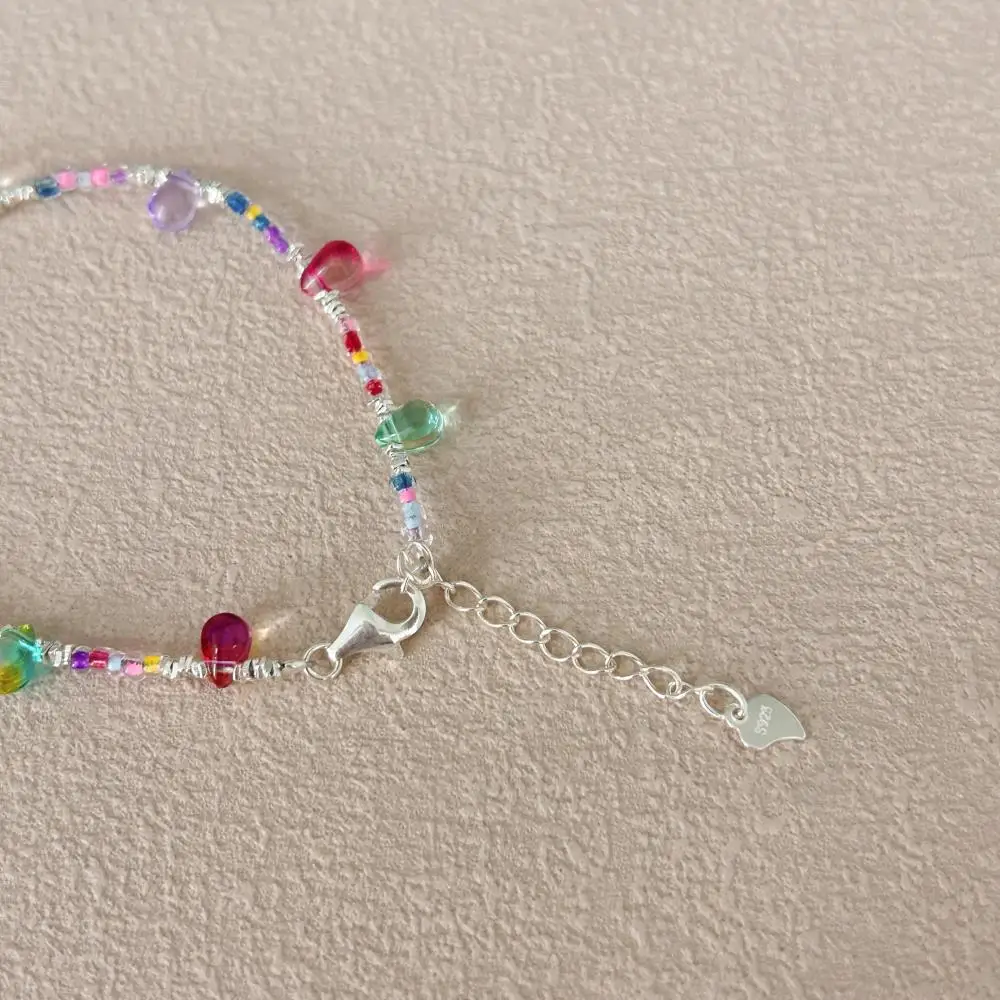 KAKODIY Cheap Colorful Glass Beaded Charm 925 Sterling Silver Women's Adjustable Bracelet Jewelry detail 4