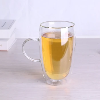 16oz Wholesale Double Wall Insulated High Borosilicate Glass Drinking Freezer Beer Mug Cooling Glasses