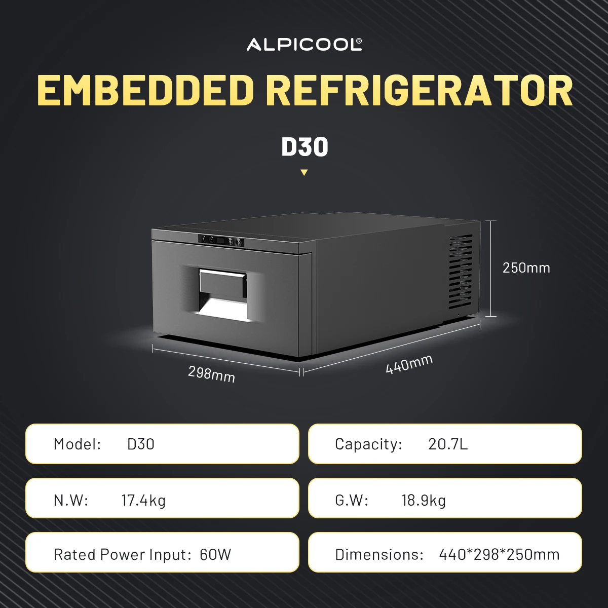 Alpicool D30 DC 12V/24Vミニ引き出し冷蔵庫30L Alpicool D30 Portable Fridge - Ultimate Cooling Solution