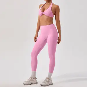 Custom Athletic Gym Clothing Sportswear 2pcs High Waist Flare Leggings Set Activewear Soft Women Workout Sets