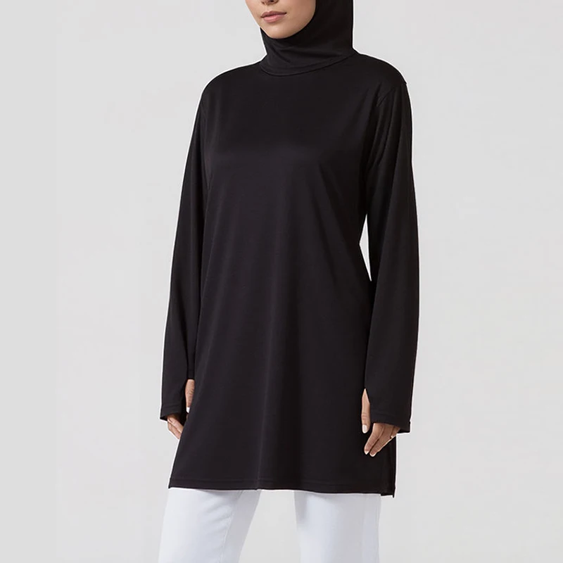 Islamic Active Long Sleeve Modest Active Sportswear Basic Training Sports Lightweight Shirts