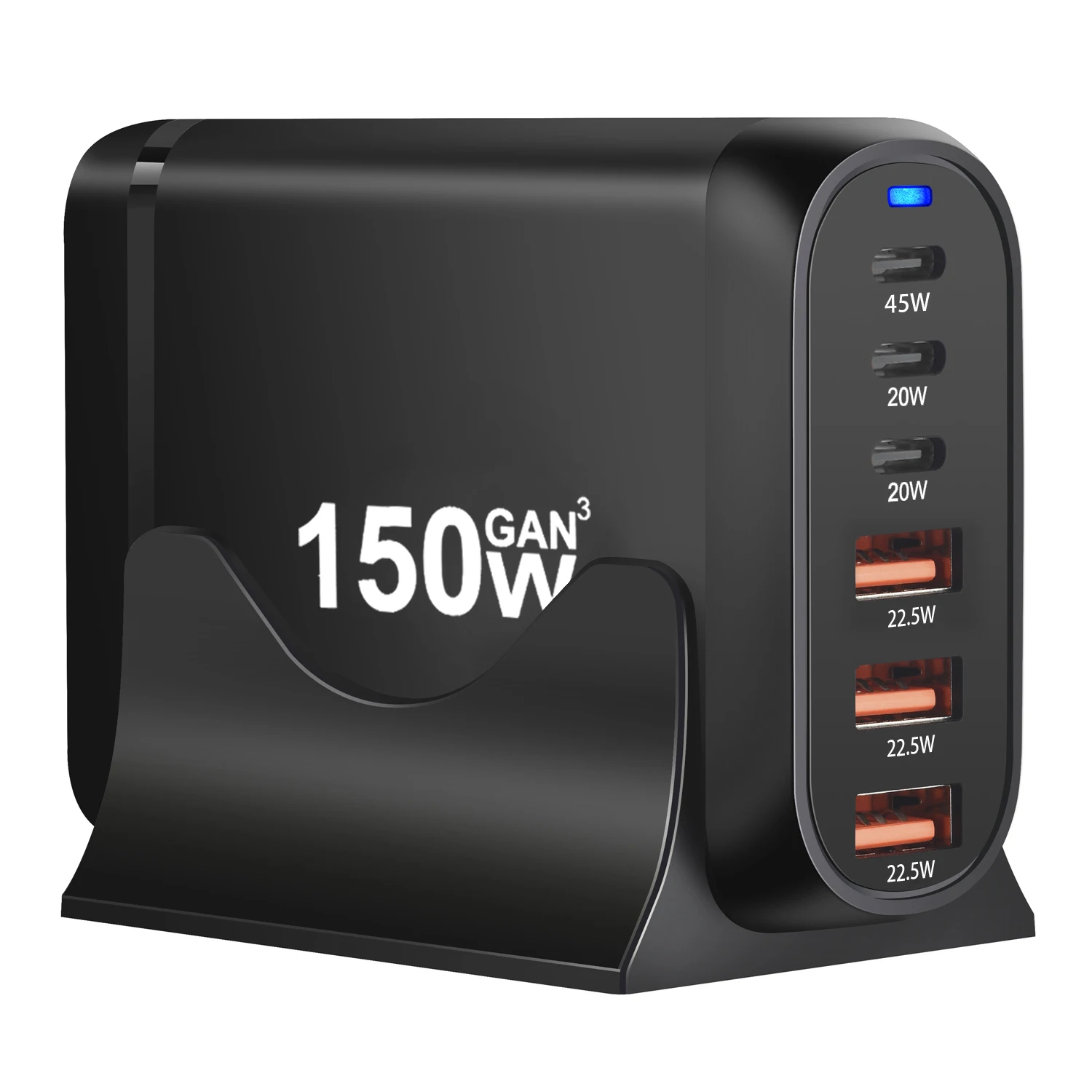 150W GaN 3 C型和3USB-A PD快速充电器适配器,适用于iPhone 15/16/17台式机
