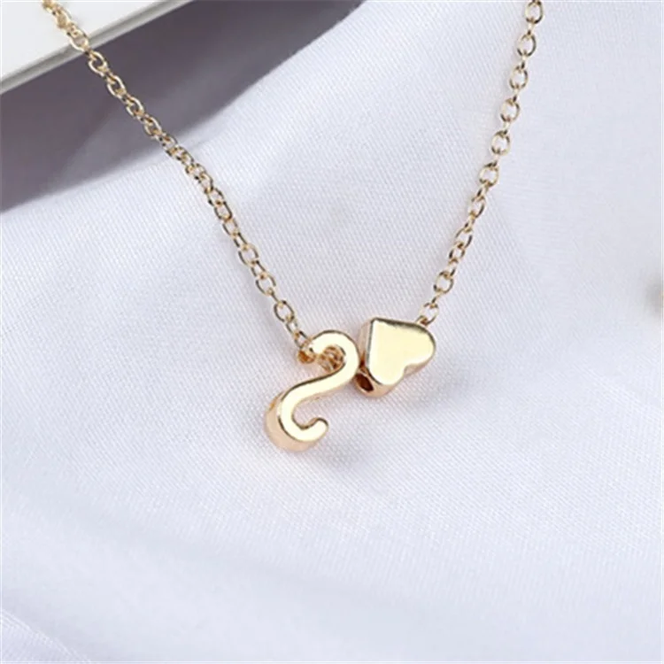 Romantic Heart shaped Initial Letter Pendant Necklace - United Kingdom Romantic Heart shaped Initial Letter Pendant Necklace - United Kingdom