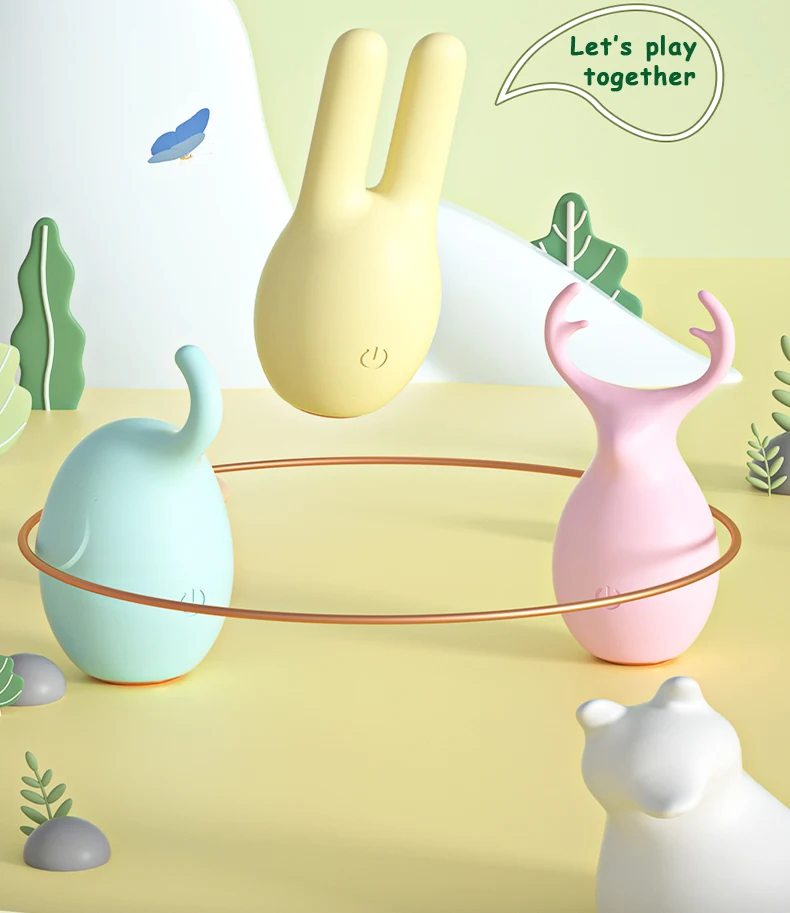 Product size comparison showing compact dimensions of animal-shaped massager