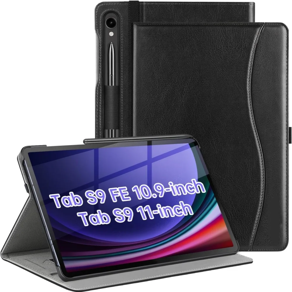 Pu Leather Business Case For Samsung Galaxy Tab S10 Fe 10.9 Inch 2025/S9/S9 Fe Auto Sleep/Wake Front Pocket Hand Strap Laudtec