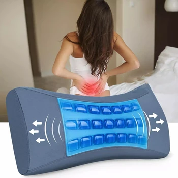 Side Back Sleeper Cooling Pillow Cushion Lower Back Pain Relief Supportive Sleeping Pillow Memory Foam Gel Lumbar Support Pillow