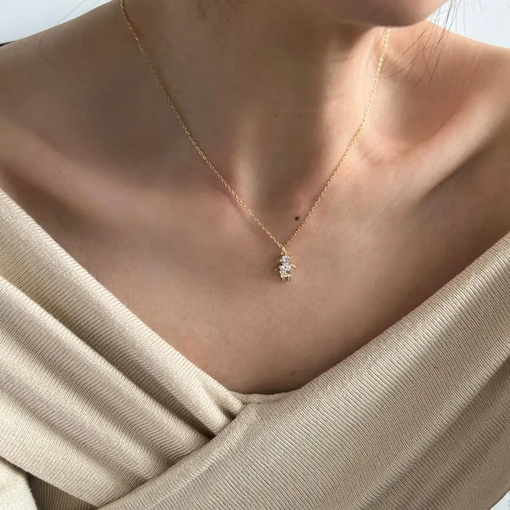 KAKODIY little boy doll pendant luxury 18K gold plated zircon jewelry 925 sterling silver couple necklace detail 8