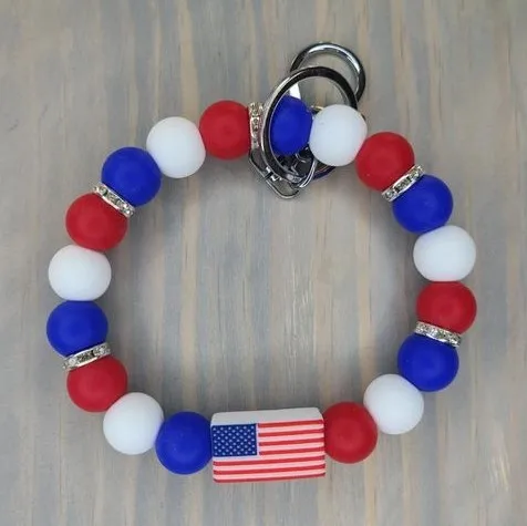 Popular Design DIY String Pen Keychain Necklace Accessories Usa Series New Focal Silicone Beads
