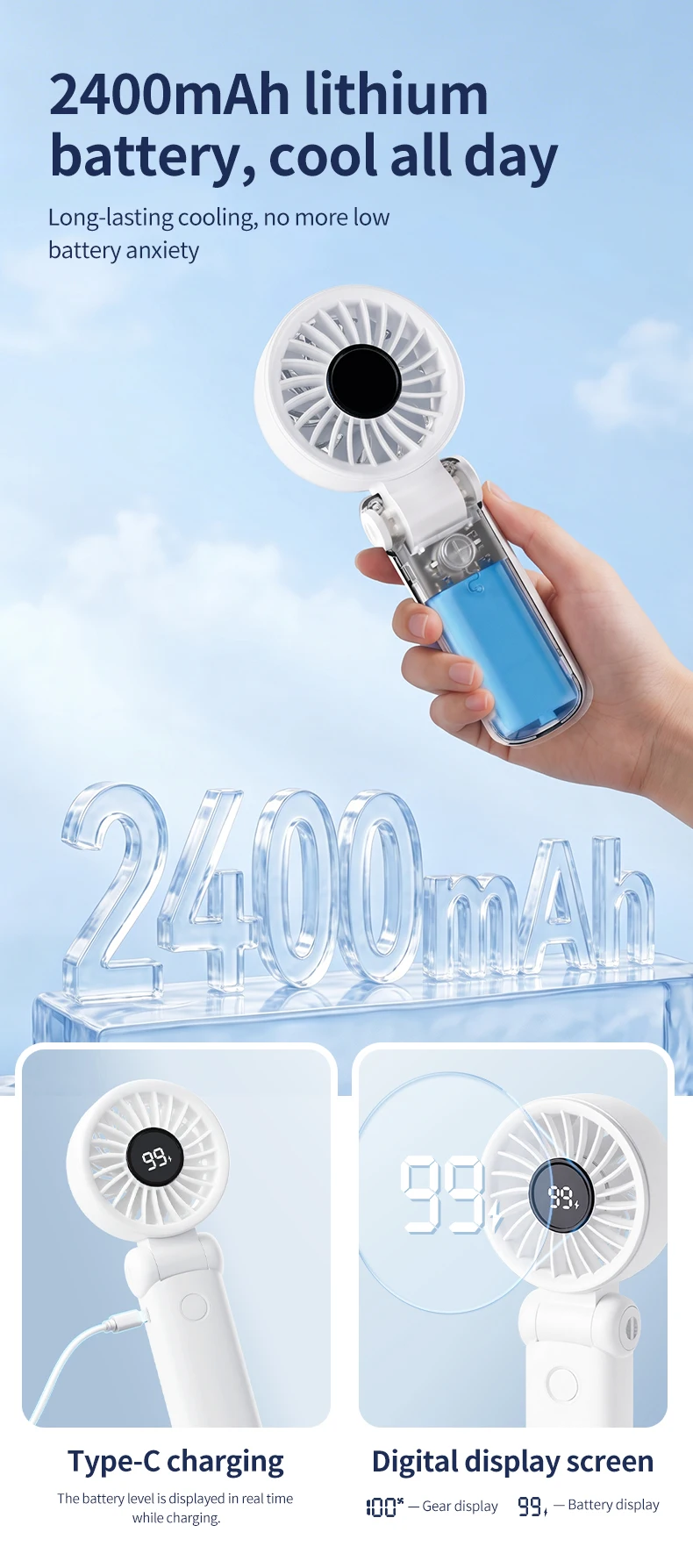 Battery Air Cooling Fan, Portable, USB, Brushless - detail 10