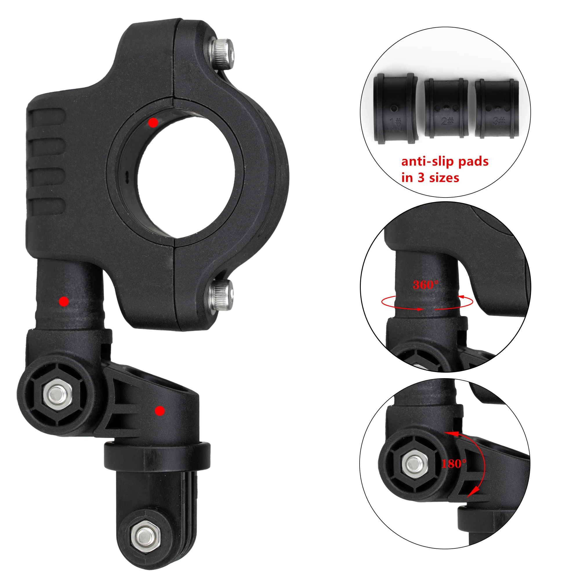 Anti Theft Insta 360 Universal Vertical Tube Motorcycle Bicycle Bike Handlebar Clamp Camera Mount Bracket for GoPro Hero 12 11 9