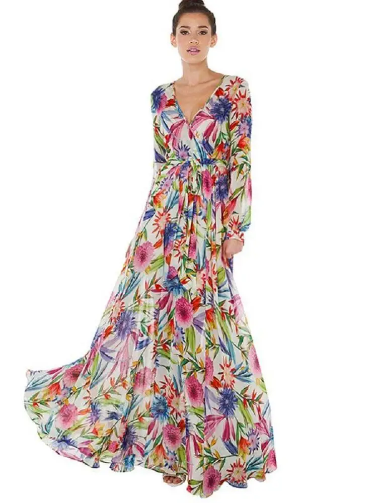 Shop Our Collection of Long Sleeve Tropical Maxi Dresses
