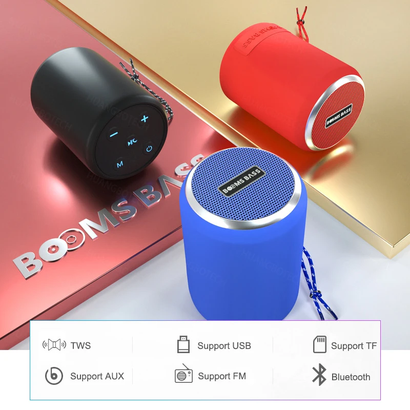 Portable Bluetooth Speaker Wireless Bass Subwoofer Sport Outdoor Booms Bass Speakers Support TF Card FM USB Mini Loudspeaker