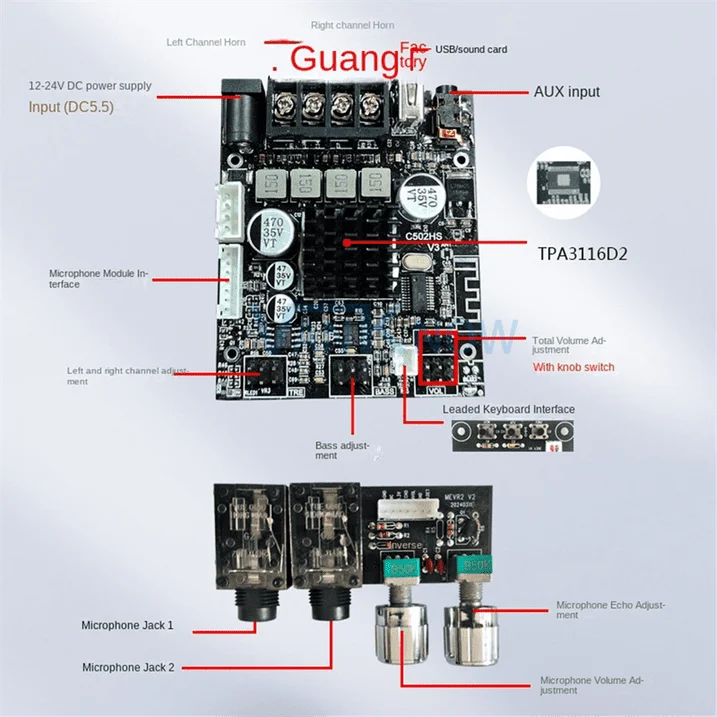 ZK-502THS 50Wx2 Lead-type KTV Microphone Audio Integrated Machine