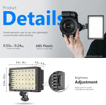 NEEWER 160 LED Light CN-160 Dimmable Panel Light Ultra High Power Panel Digital Camera Camcorder Video Light product image
