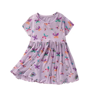 Summer Cotton Dresses for Toddler Girls Casual Butterfly Pattern Clothing with ODM Kids Animal Print Design