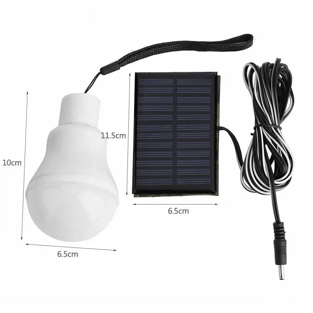 Rechargeable Solar Panel LED Bulb Lights E27 Base Outdoor Camping Tent Lamp for Garden Use