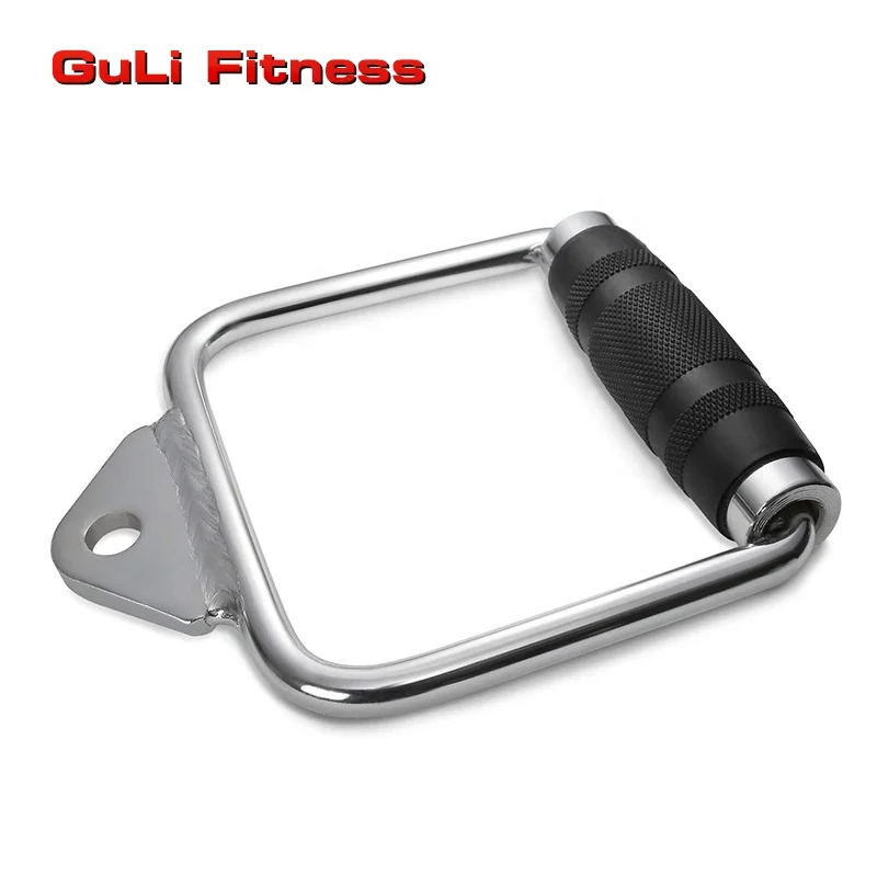 Guli Fitness Single D Handle with Rubber Hand Grip and One Extra Snap Hooks Gym Exercise Cable Machine Attachment