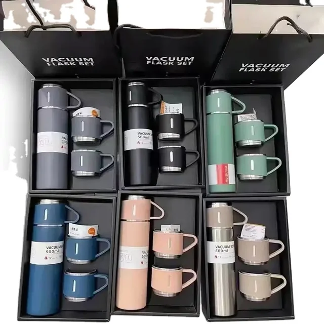 cheap coffee Thermos Cup Stainless Steel thermal Insulated Mugs Coffee Thermos Tea Tumbler with Handle gift set