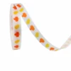 Hojas de Otoño Naranja y Amarillas - Blanco - 1cm*10yds