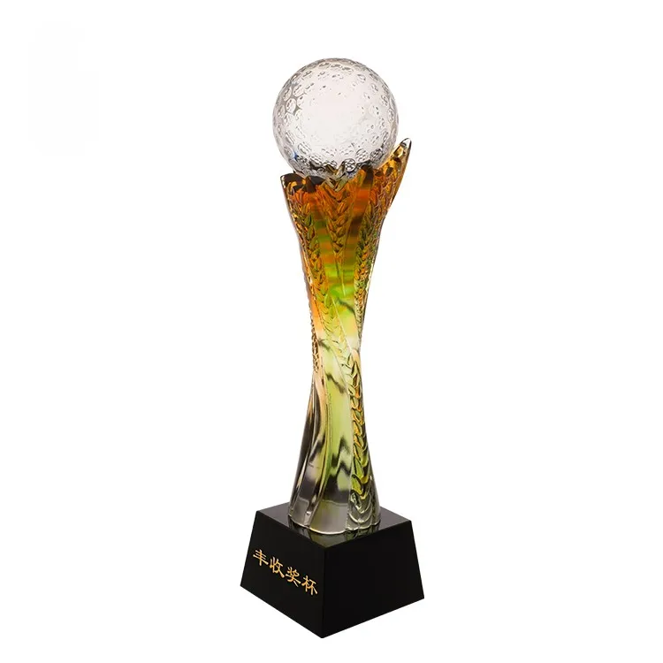 Small Bridge LIULI Crystal Custom Tradeshow Giveaways Welcome Gifts 3D Round Medals Trophies Blank American Football Trophy supplier