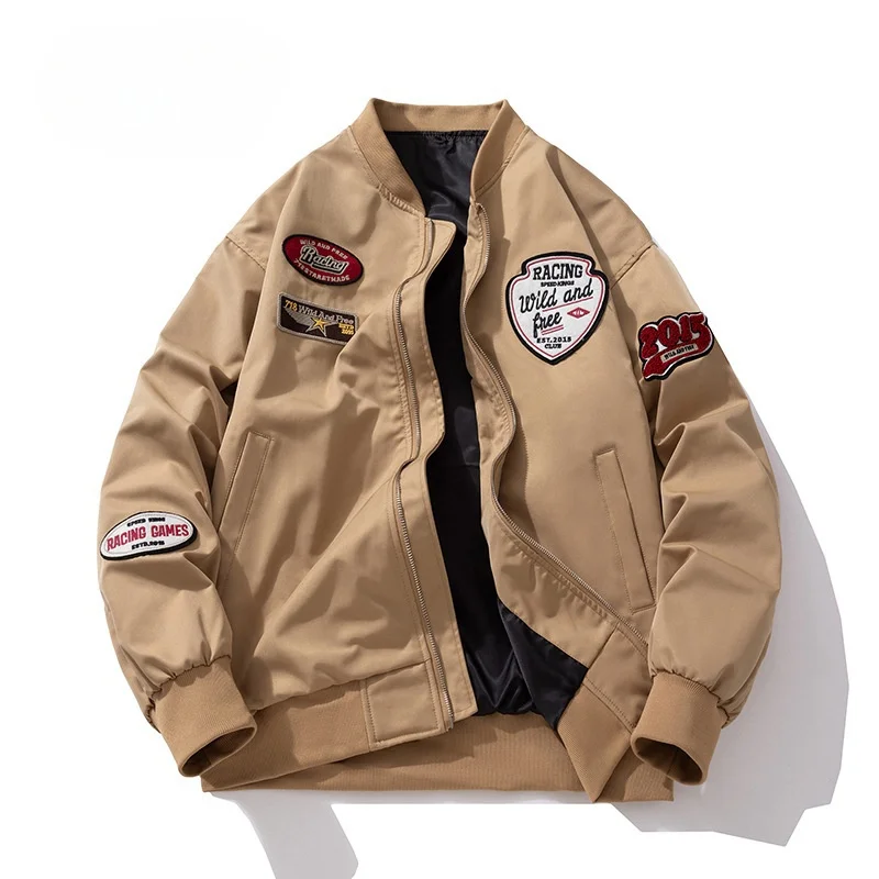 Men's Bomber Jacket Varsity Style Embroidered Winter Coat_voghion.com
