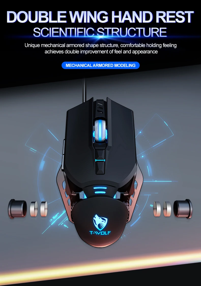 Computer Accessories 4 Colors Breathing Light 150cm Wired Programmatic Game Mouse Switchable DPI Design Office Gaming Mouse