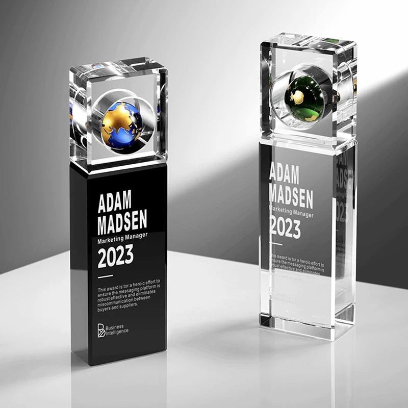 Custom-Made K9 Crystal Globe Trophy Creative Award and Company Gift Model  WDY-0416