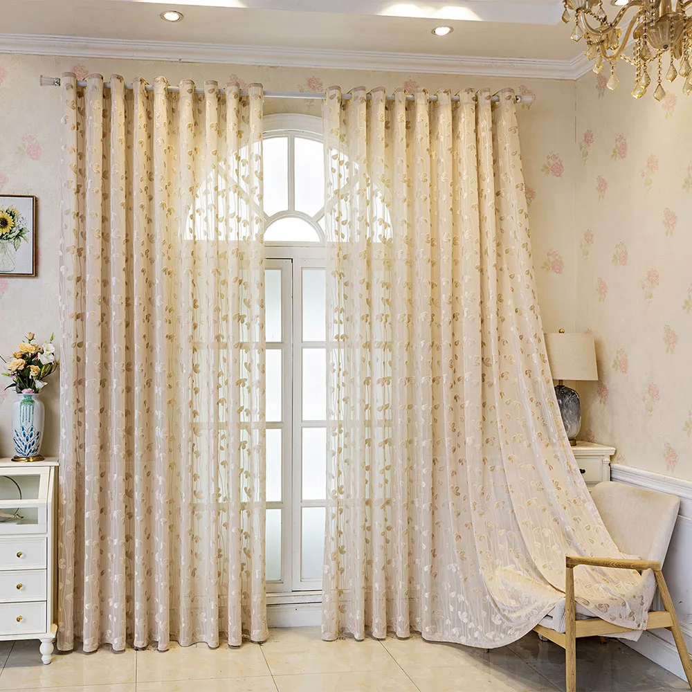 White Brief Contemporary Entry Lux Cotton Outdoor Living Room Canteen Balcony Lace Jacquard Weave Window Gauze Curtain