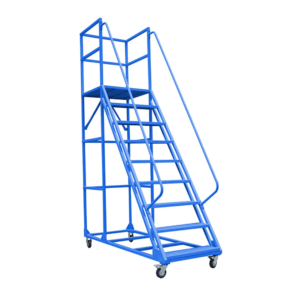 Portable Steel Rolling Mobile Safety Metal Work Platform Ladder With Toe Board