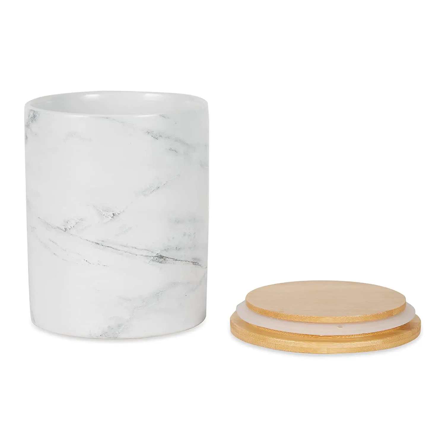 Set of 3 Marble Ceramic Food Storage Jar Coffee Sugar Tea Canister Porcelain Salt Sugar Container