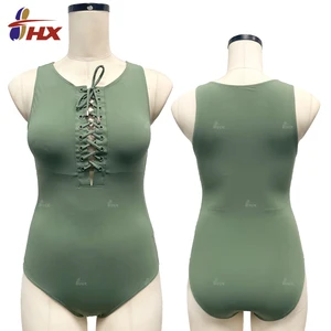 2026 Women's Quick-Drying One Piece Swimsuit with Front Cross Strappy Cover Solid Color Beach Wear