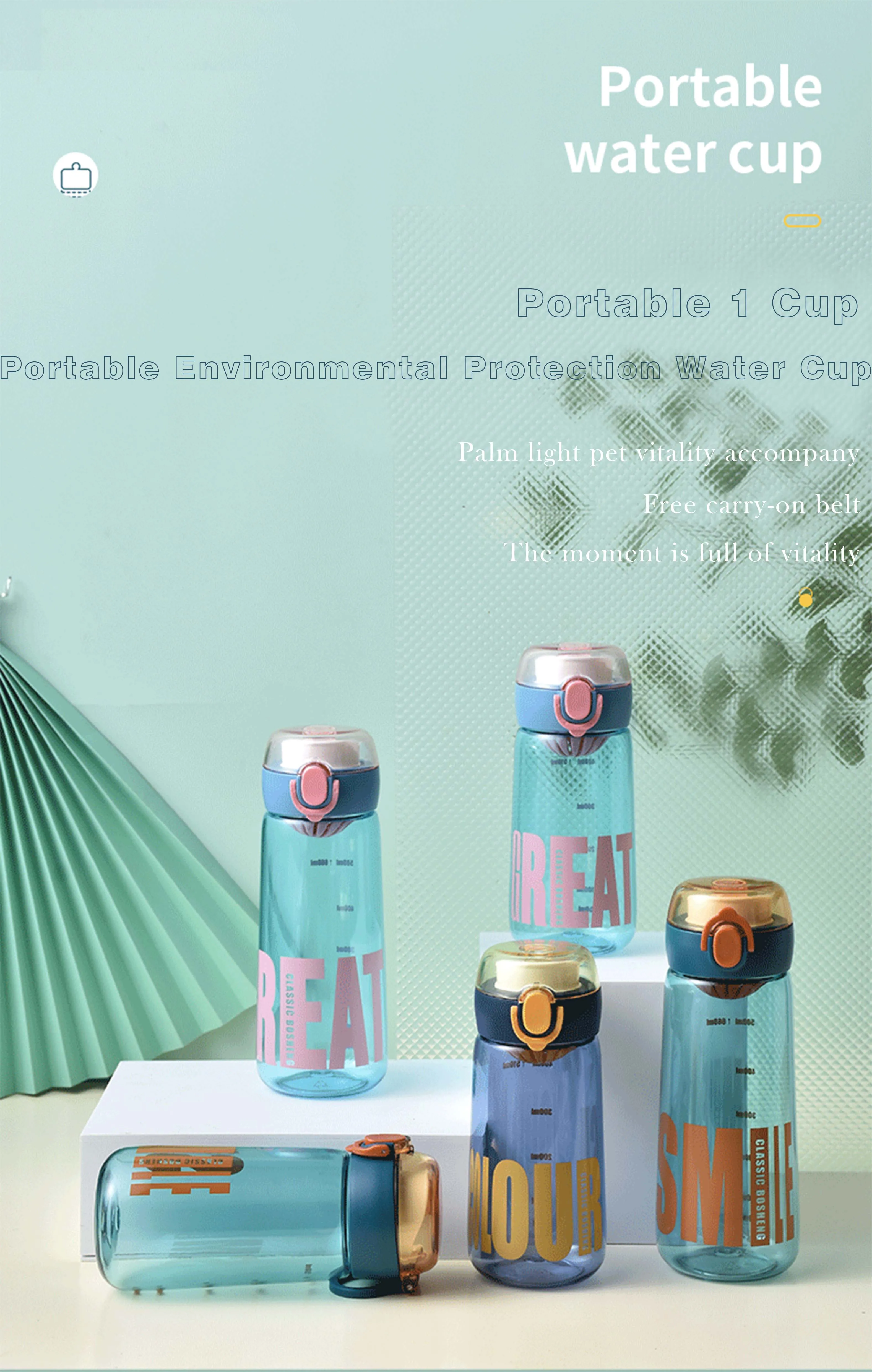 High-Temperature Resistance Portable Plastic Water Bottle Large Capacity Direct Drinking for Students Children Adults Gym Travel