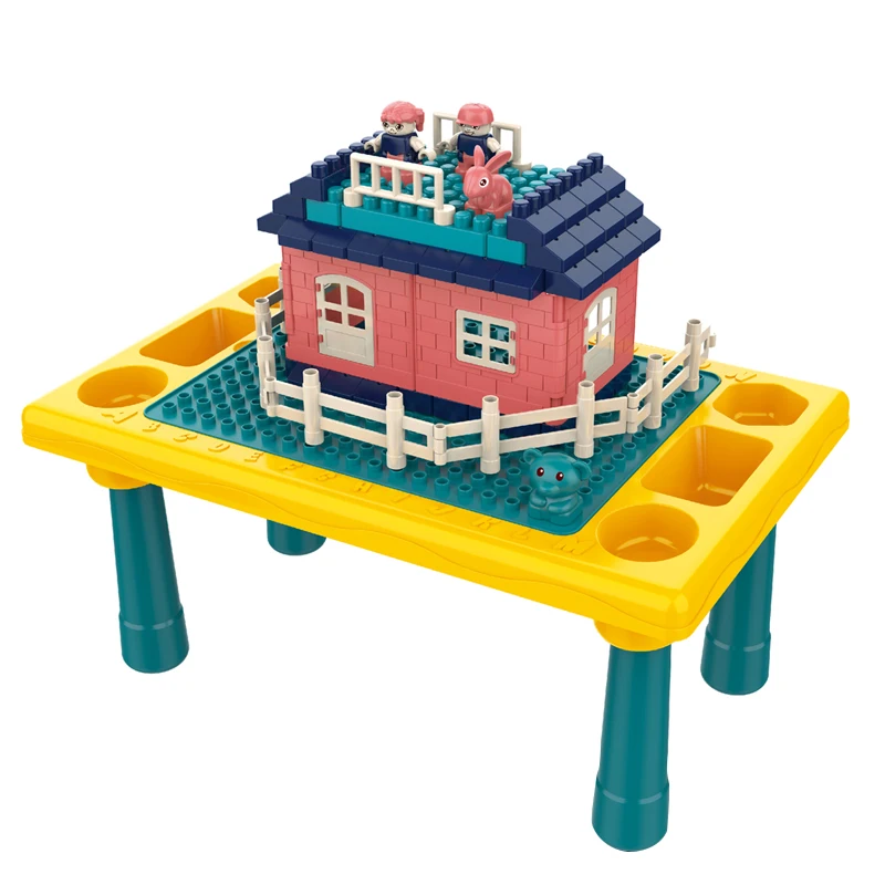 76pcs Plastic Large Particle Building Block Table Toys Set DIY Assembly Kindergarten Play Game Desk